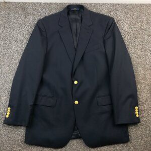 NWOT Brooks Brothers Blazer Wool Gold Toned Buttons Navy Blue 42L